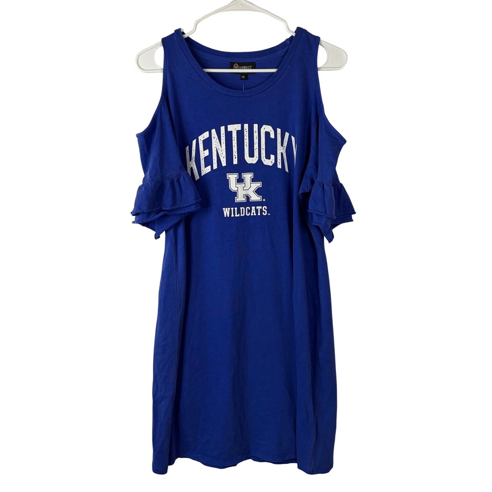 Gameday Couture‎ Kentucky Wildcats Cold Shoulder Ruffle Dress Blue XL New